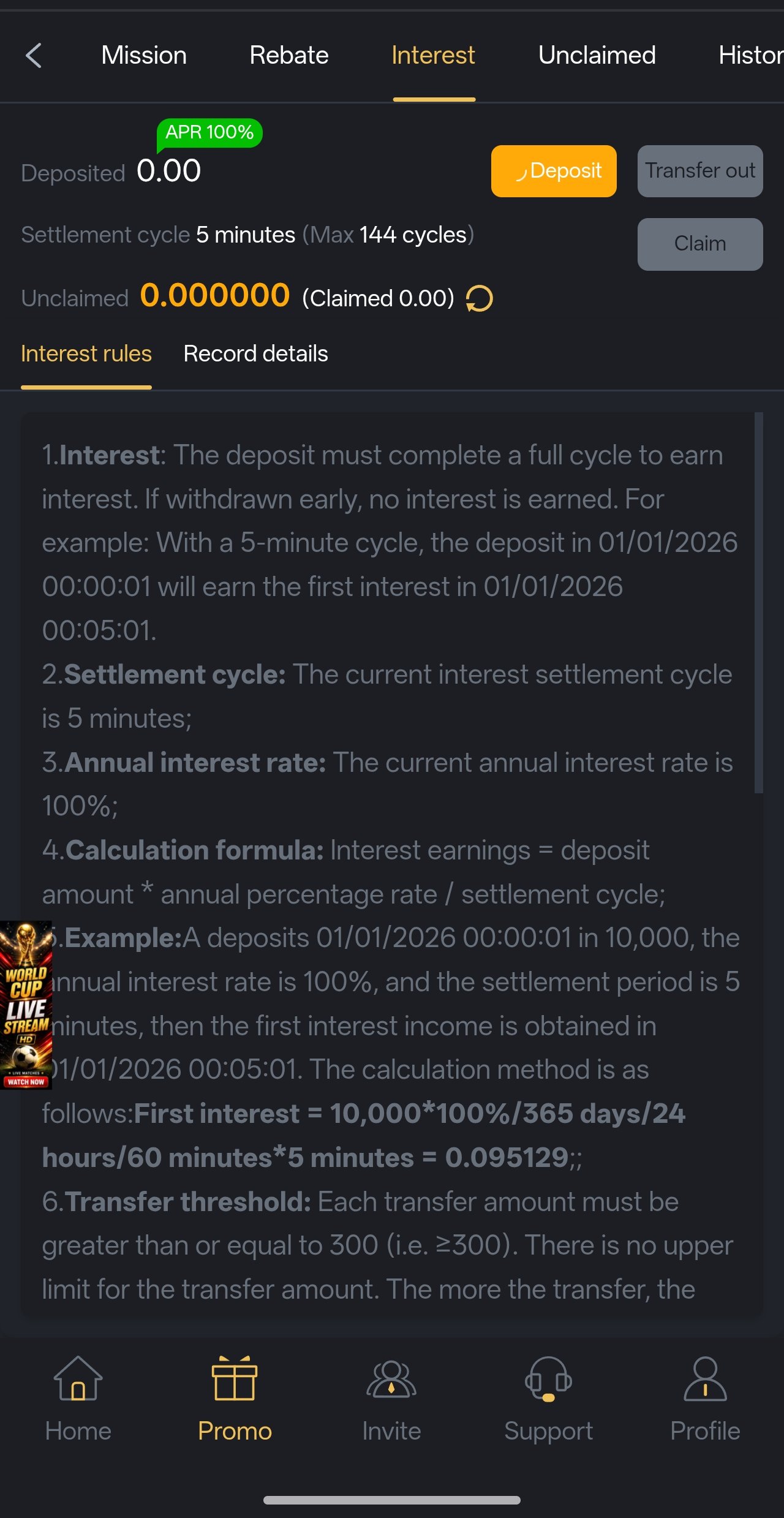 Six app withdrawal request screen with live status timeline